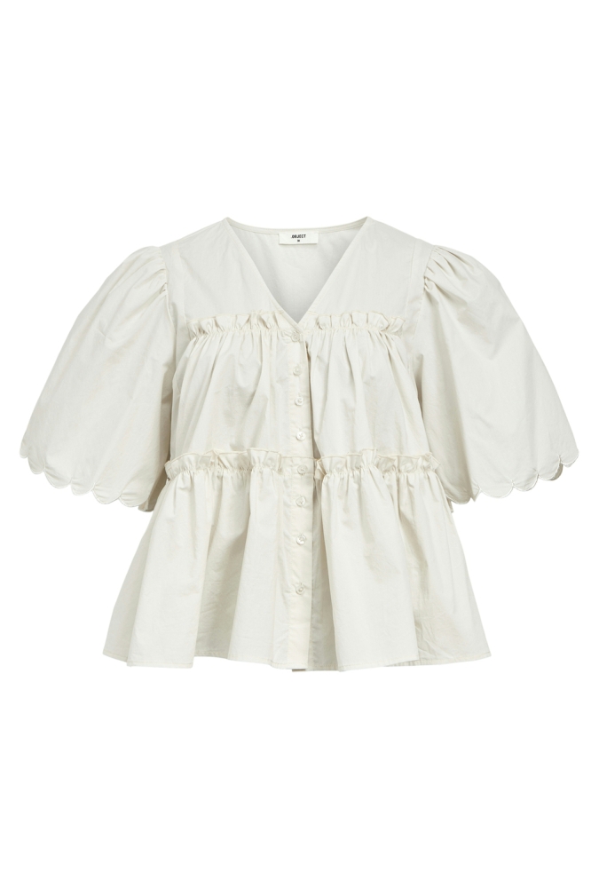 OBJHOPE S/S RE V-NECK TOP E DIV 23045854 White Sand